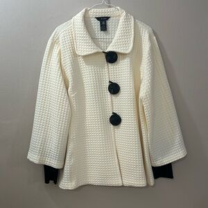 Cream with black trim Ali Miles button up shirt. Perfect condition XL